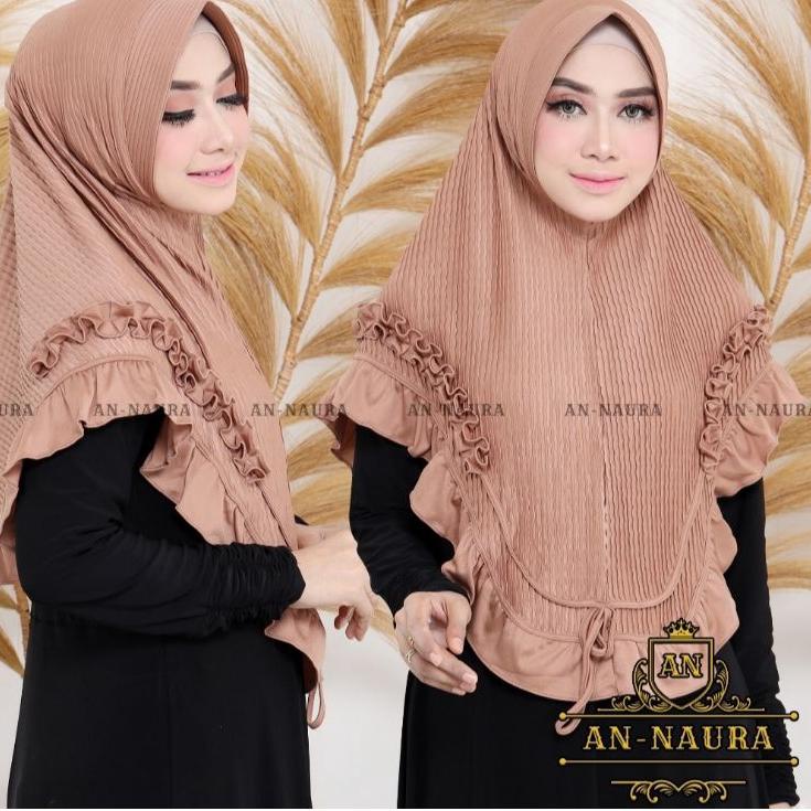 Terbaru Hijab plisket list gotik pita terbaru an-naura / jilbab plisket pita rempel / bergo plisket 