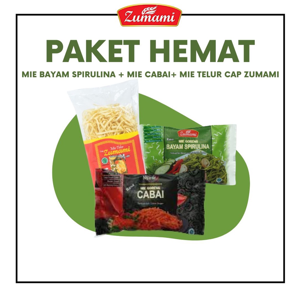 

PAKET HEMAT ZUMAMI / MIE GORENG NIJIMIE CABAI / MIE GORENG BAYAM SPIRULINA / MIE TELUR ZUMAMI / MIE / MIE GORENG / SAYUR / MIE TELUR / PAKET HEMAT