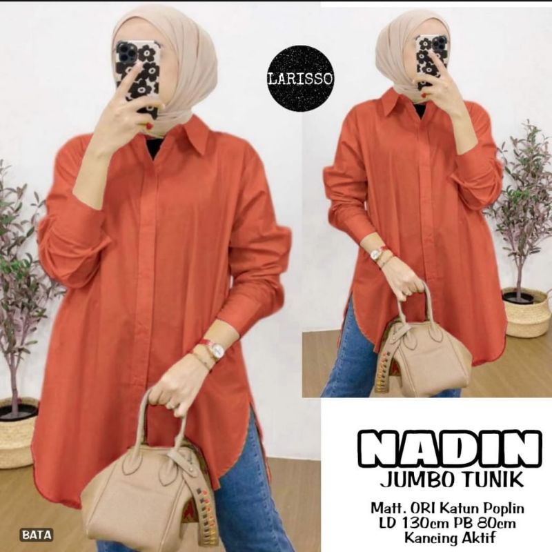 Tunik kemeja jumbo katun poplin / Nadin jumbo tunik
