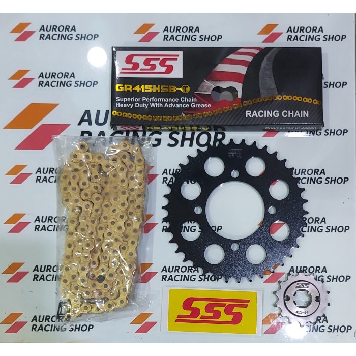 Gear Set Sss Black Jupiter Mx 135 Old / New & Rantai Sss 415 Hsbt Gold #Original