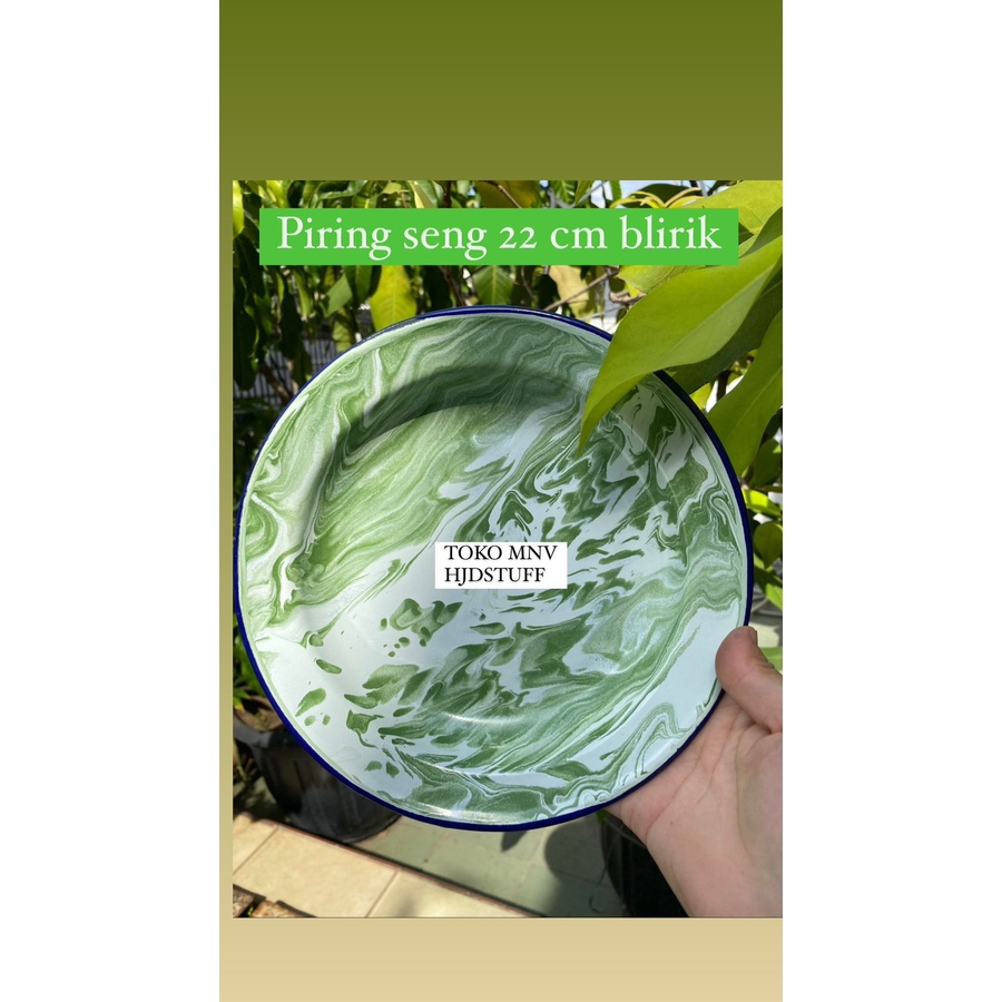 Piring Enamel Seng Kaleng Blirik Lurik Lorek Loreng Jadul 20 cm 22 cm