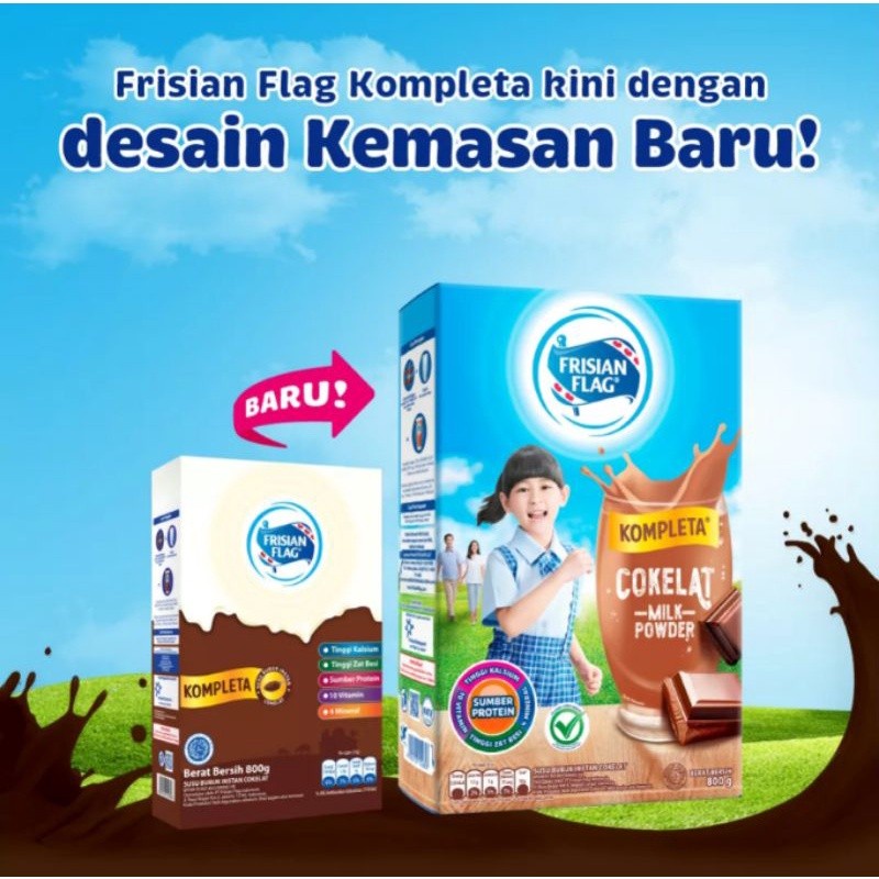 

Frisian Flag Kompleta Instant Chocolate / Vanilla | Susu Bubuk Bendera Rasa Coklat / Vanilla 800 gr