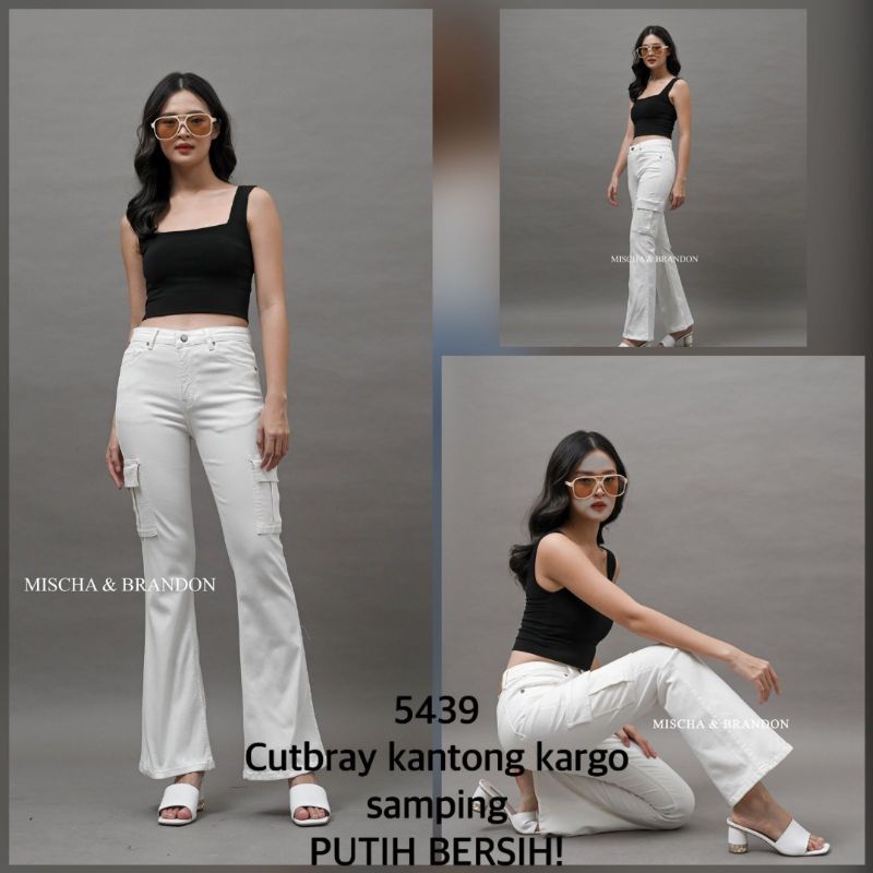 #161 M&B CUTBRAY JEANS CARGO WHITE 27 - 30