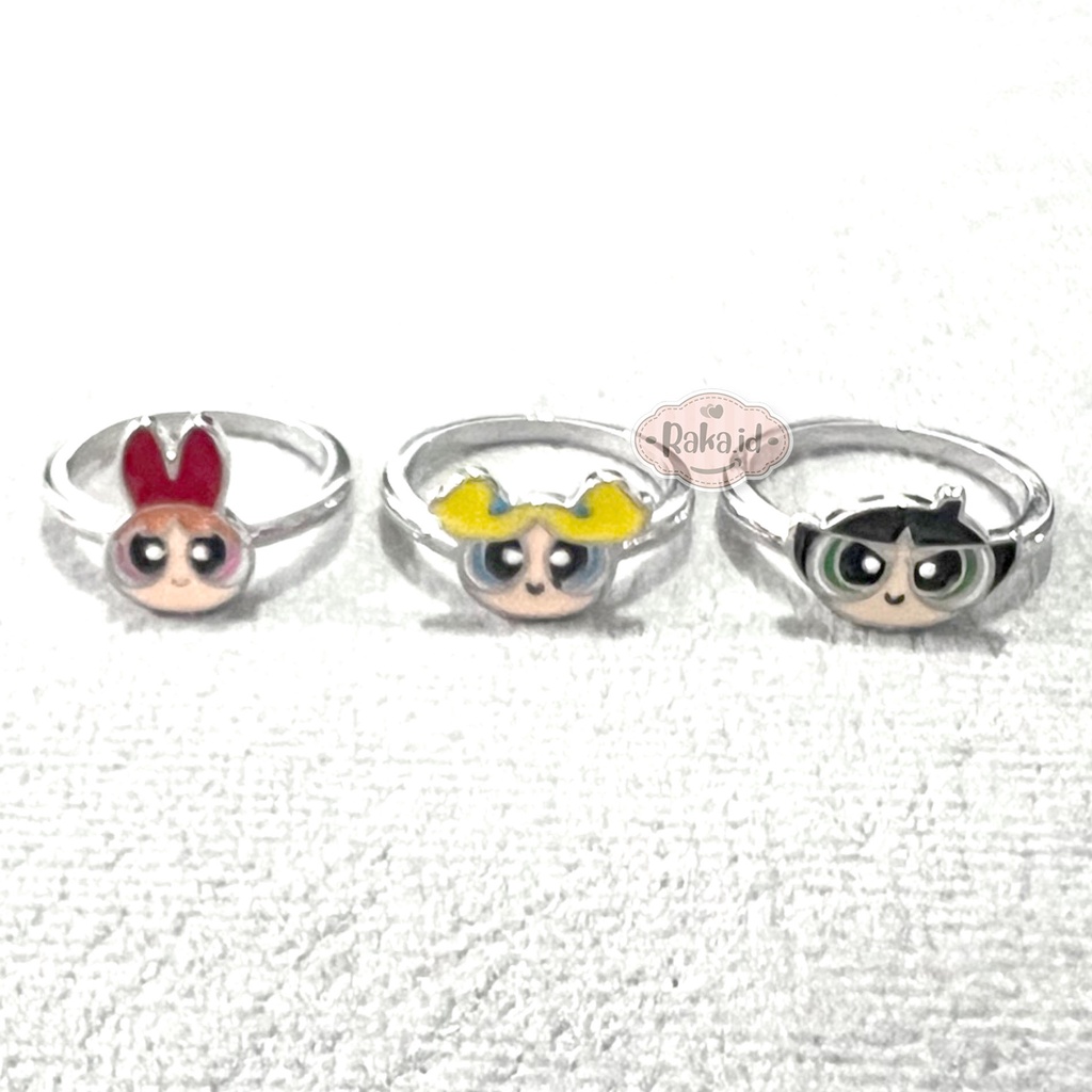 Cincin Anak Perempuan Cincin Anak Anti Karat Motif Powerpuff Girl PPG Bubble 1264 1265 1266