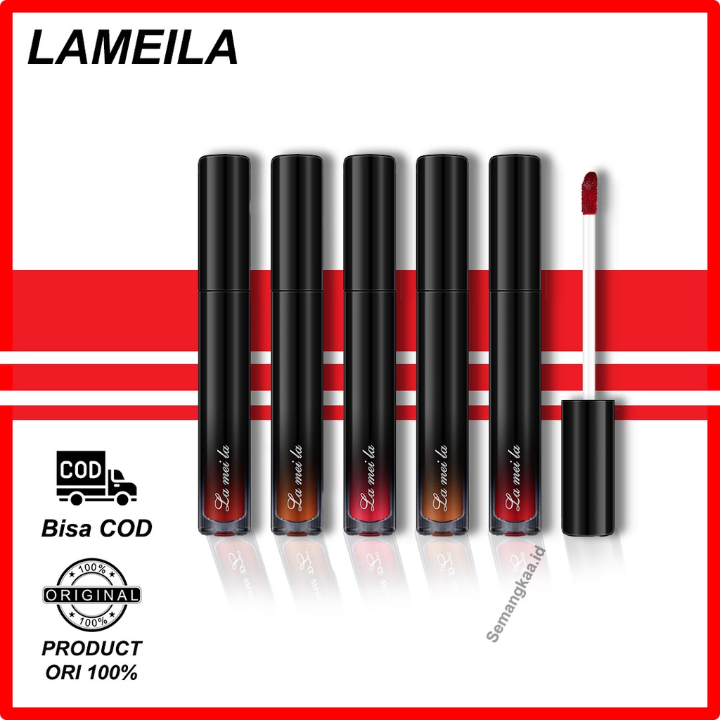 LAMEILA BLACK EDITION Lip Gloss Silky Misty Lipstick Pelembab Lip Glaze Lipstik Cair LA056