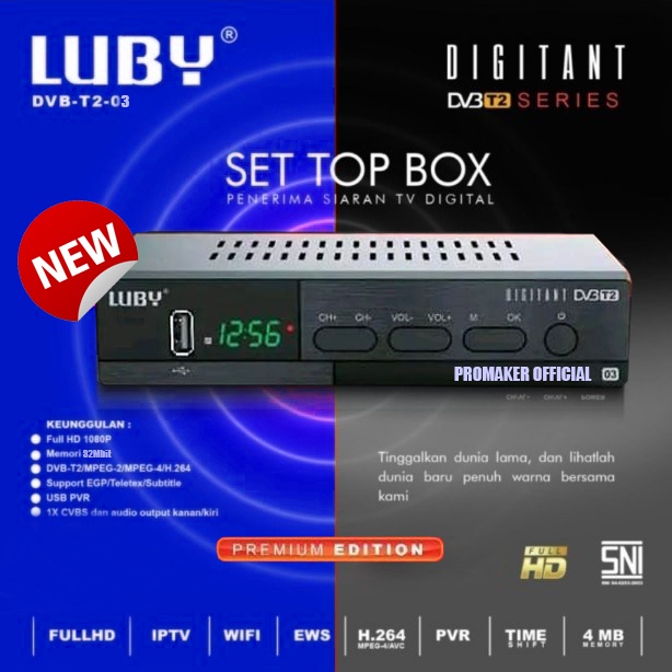 Luby DVB-T2-03 Set Top Box Receiver Tv Digital STB Full HD SNI Garansi Resmi 1 Tahun