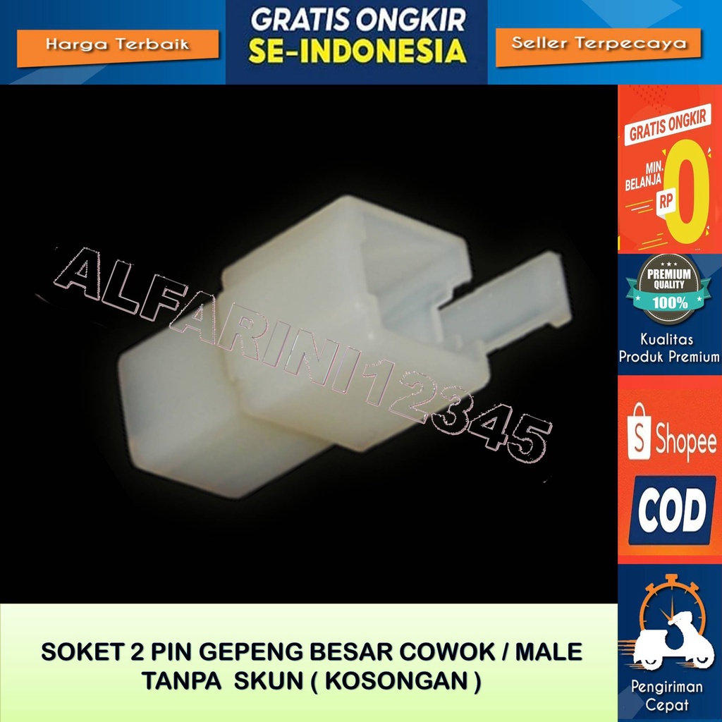 Soket Kabel 2 Pin Besar Cowo Male Original Tanpa Skun Bahan Nylon Tahan Panas Buat Motor Mobil Unive