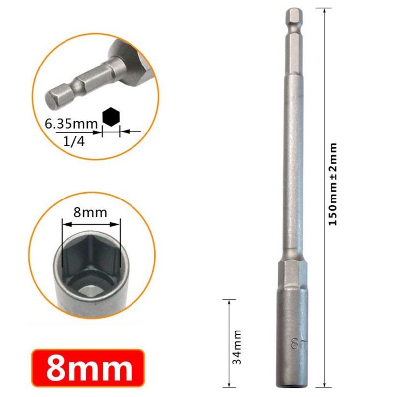 150mm Adapter Soket Kunci Pas Extension Hex / Satuan Ekstensi Sambungan Mata Obeng Hex