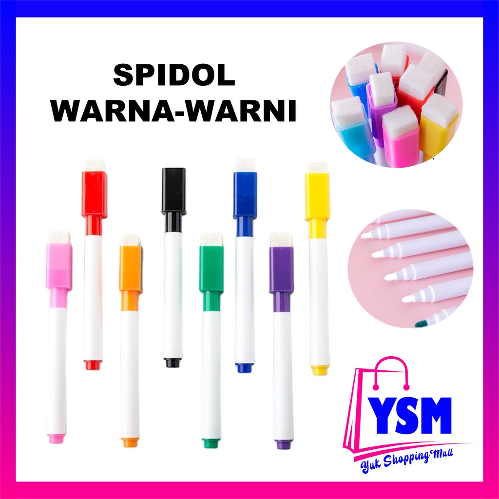 

YSM Spidol Papan Tulis White Board Sepidol Kecil Mini Warna Warni Penghapus Wipe And Clean Whiteboard Marker Anak Anak Spidol 2 IN 1 Murah