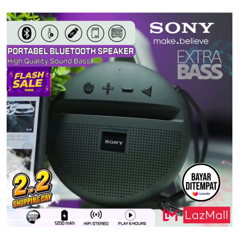 Speaker Bluetooth Terlaris Cod Sony Extrabass Bisa Bluetooth Memori Aux USB dan Radio FM