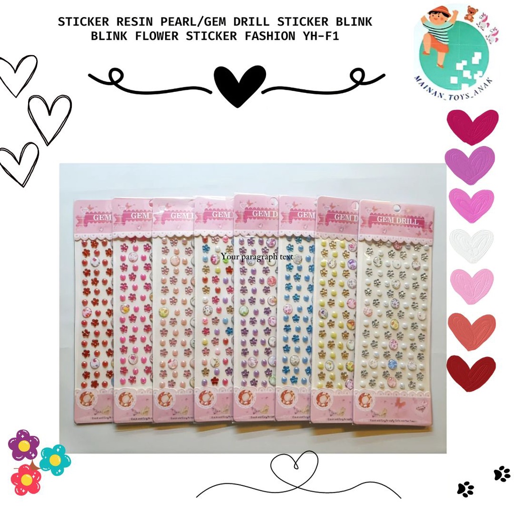 

STICKER RESIN PEARL/GEM DRILL STICKER BLINK BLINK FLOWER STICKER FASHION YH-F1
