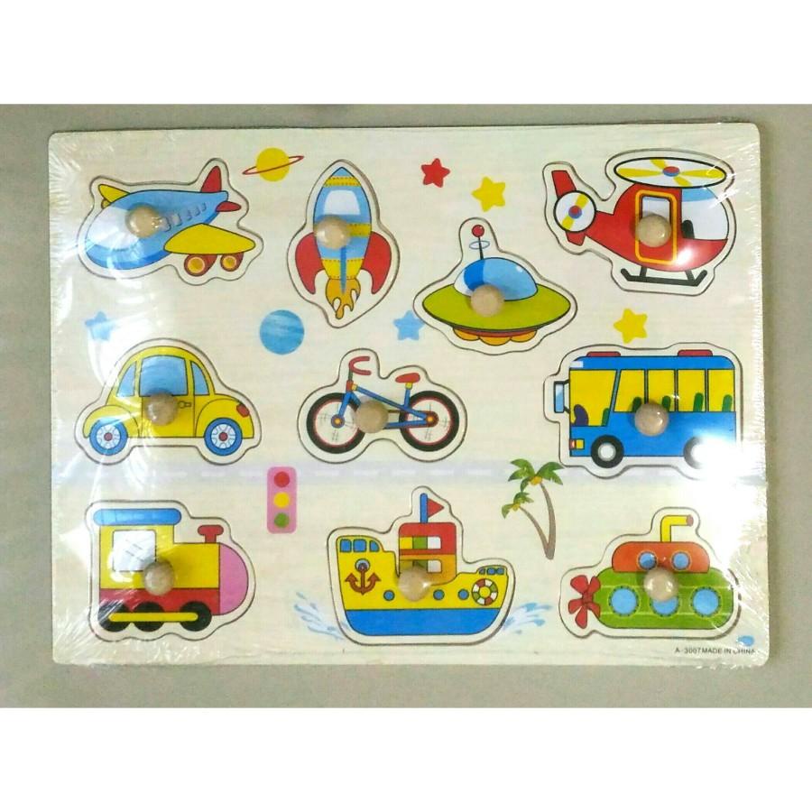 MAINAN EDUKASI EDUKATIF ANAK PUZZLE KNOP KAYU  PINTAR TRANSPORTASI NO. A-3007 - EARLY LEARNING EDUCATION