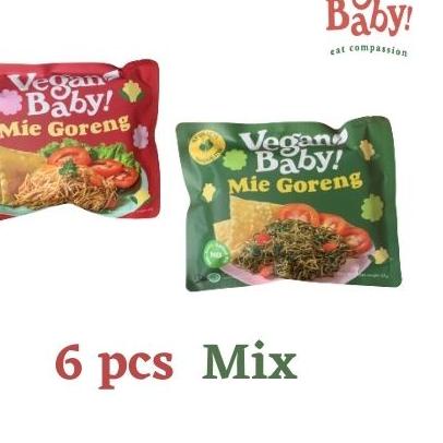 ➣ Vegan Baby mie goreng bayam spirulina dan wortel bit 6pcs ➤