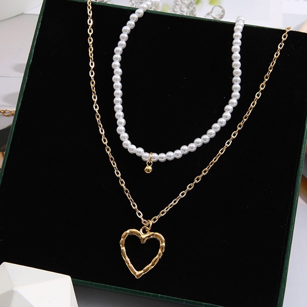 kalung double layer pearl love fashion necklace jka259(1c3)