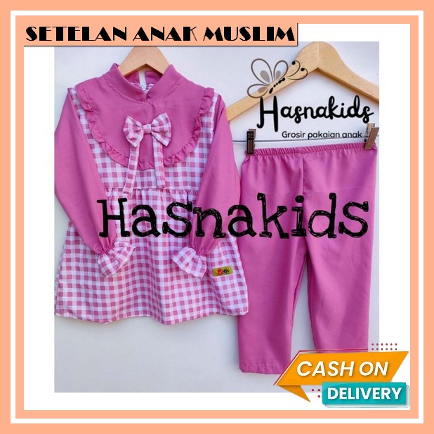 Lilian Set Dress By Amelia Kids / Setelan Gamis Anak Rayon Mix Khimar Jersey Terbaru Best Seller Set