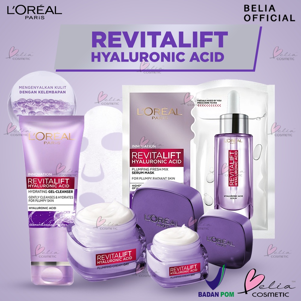 ❤ BELIA ❤ L'OREAL PARIS Revitalift Hyaluronic Acid Plumping Cream Day 50ml &amp; 15ml | Hydrating Gel-Cleanser 100ml LOREAL