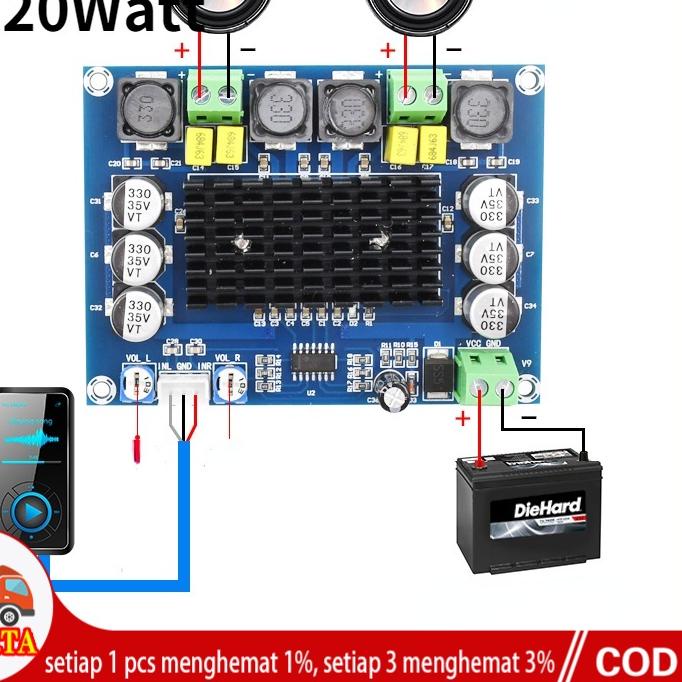 ✤ XH-M543   Hi Power Amplifier w Stereo Subwoofer  TPA3116D2 ➻