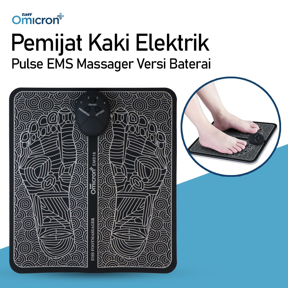 TaffOMICRON Pemijat Kaki Elektrik Pulse EMS Massager Versi Baterai - EMS16 - Black