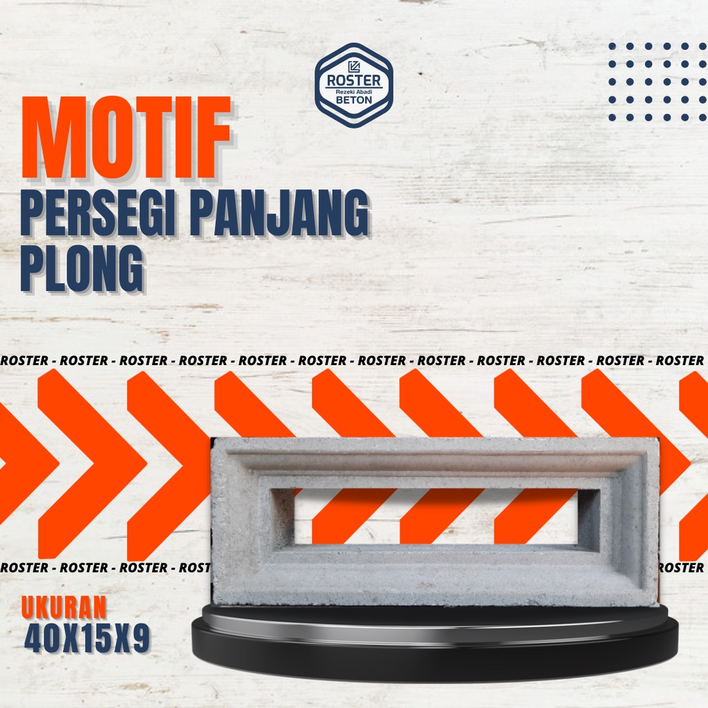Roster Beton Minimalis Atau lubang Angin Motif Persegi Panjang Plong Ukuran 40cm X 15cm X 9cm