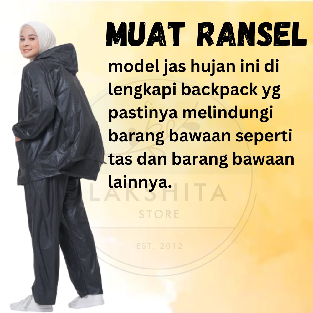 BROMO Jas Hujan Motor Setelan Pria Wanita Jaket Celana bahan elastis anti rembes