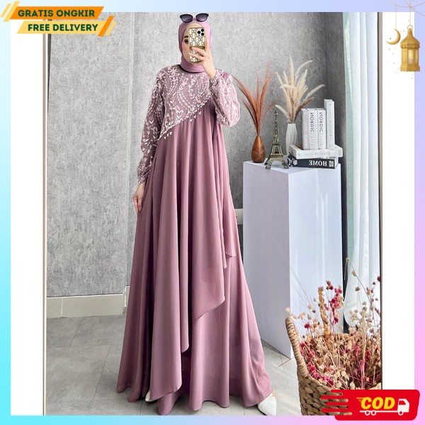 Bju Dress Pesta Polos Bj Wnta Gmis Long Games Casual Gsmis Baju Wanita Muslim Gamia Pesta Kondangan 