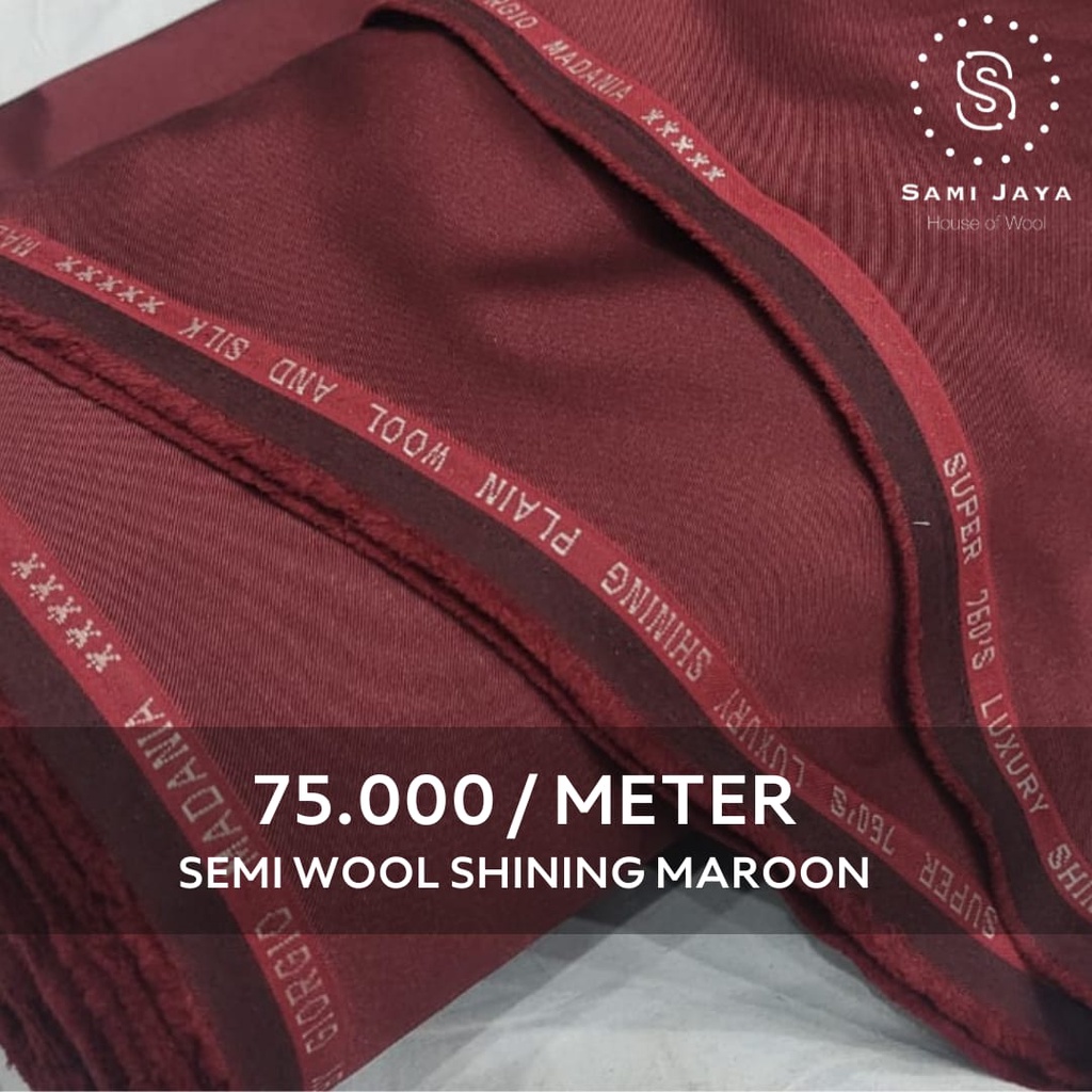 Kain Bahan Jas & Celana Wedding Semi Wool Shining warna MERAH MAROON