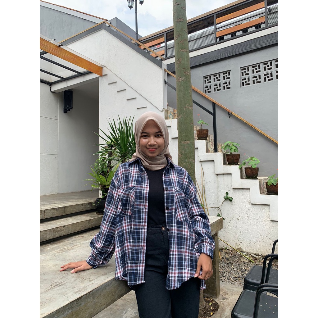 KEMEJA OVERSIZE WANITA// KEMEJA FLANEL OVERSIZE