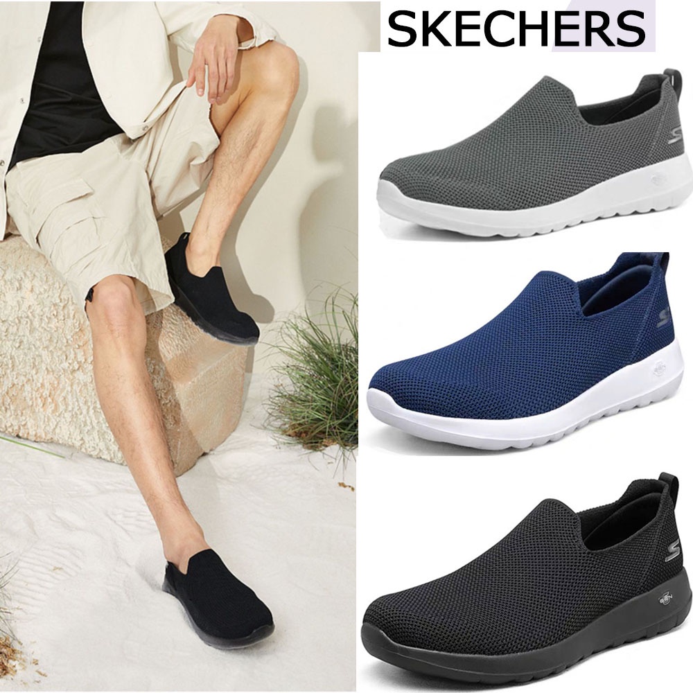 Sepatu SKECHERS kasual casual sepatu pria hitam  slip on cowok  rajut pria shoes