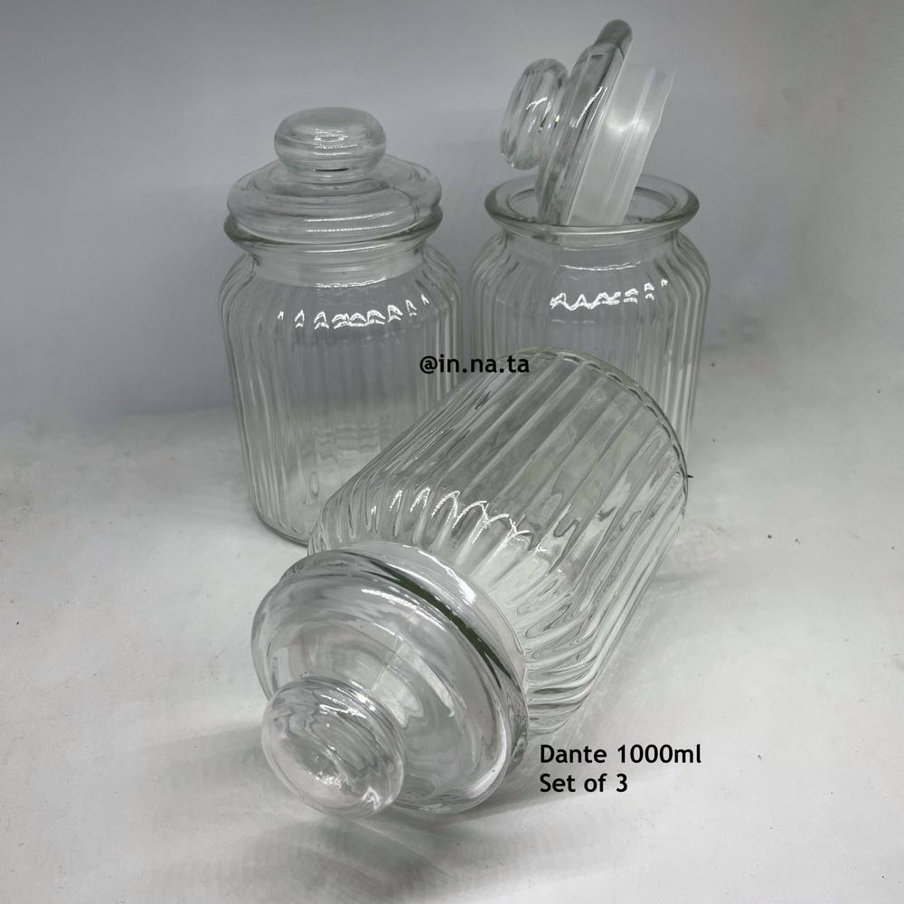 [3PCS] LILY Toples Lebaran Dante Glass Jar 1000ml / 1Liter | Tempat Penyimpanan kaca kedap udara | A