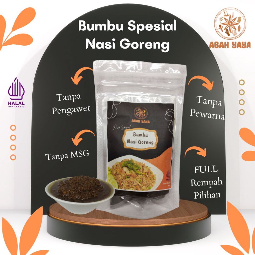 

Bumbu Masak instan Nasi Goreng Spesial Abah Yaya, tanpa pengawet, tanpa MSG, bisa untuk 15 Porsi
