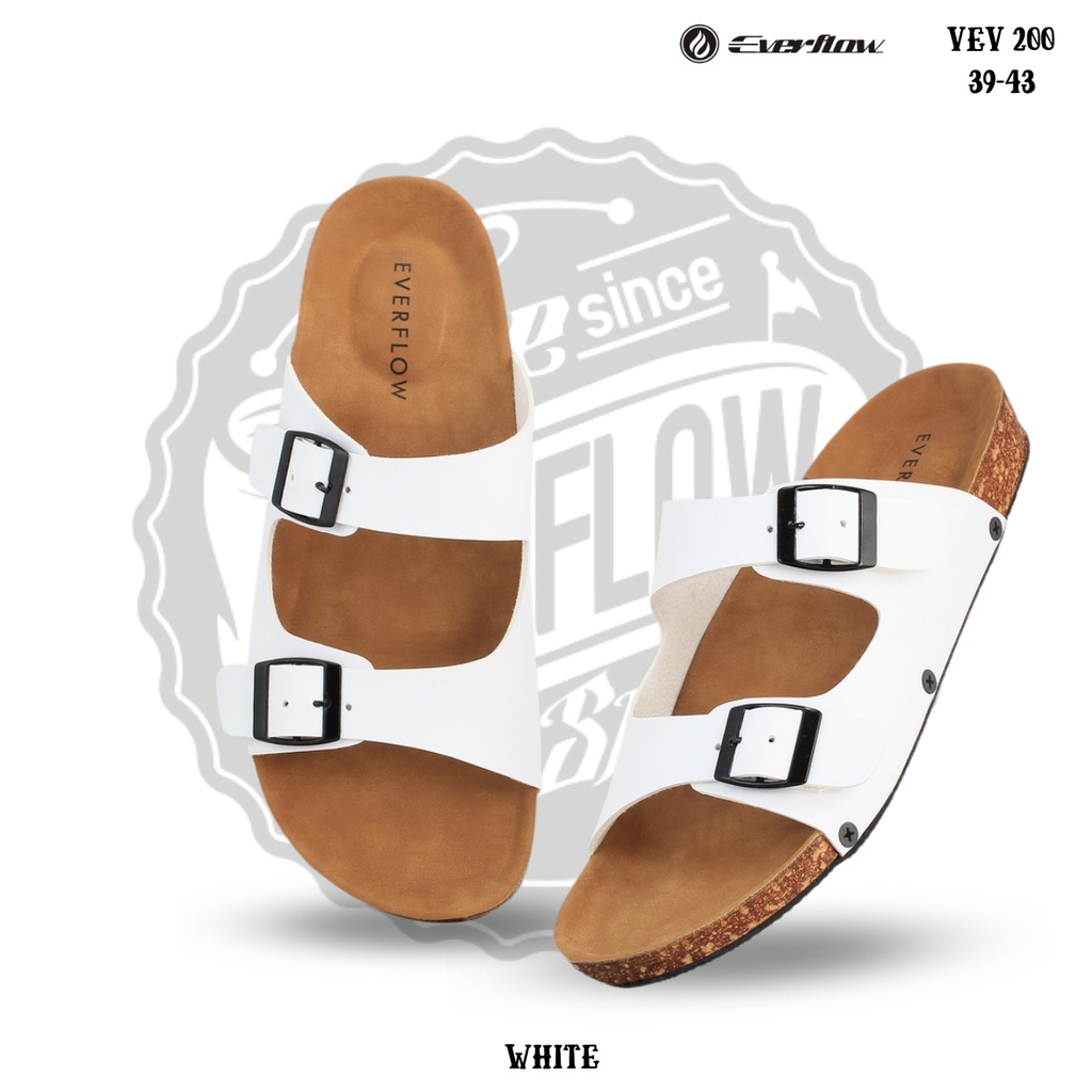 ☀ EVERFLOW ☀ Sandal Pria Kulit Sintetis Putih Big Size Sandal Jumbo size 45 - Sandal Slide White