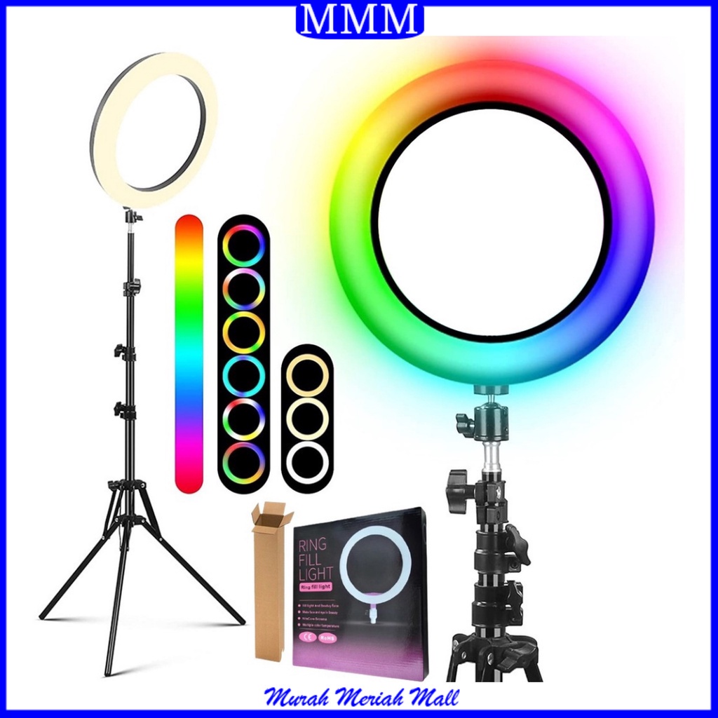 MMM Ring Light LED 16cm + Tripod 2,1 Meter Make Up Vlog Lampu Live Selfie Besar