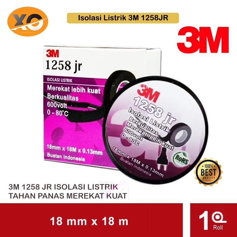 

Isolasi Listrik 3m 1258JR Anti Panas Selotip Hitam Perekat Sambungan Kabel Asli Original