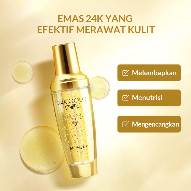 [BPOM] BIOAQUA 24k Gold Toner 100ml  Skincare Hydrating Toner Glowing Face Essence Toner Whitening Brightly