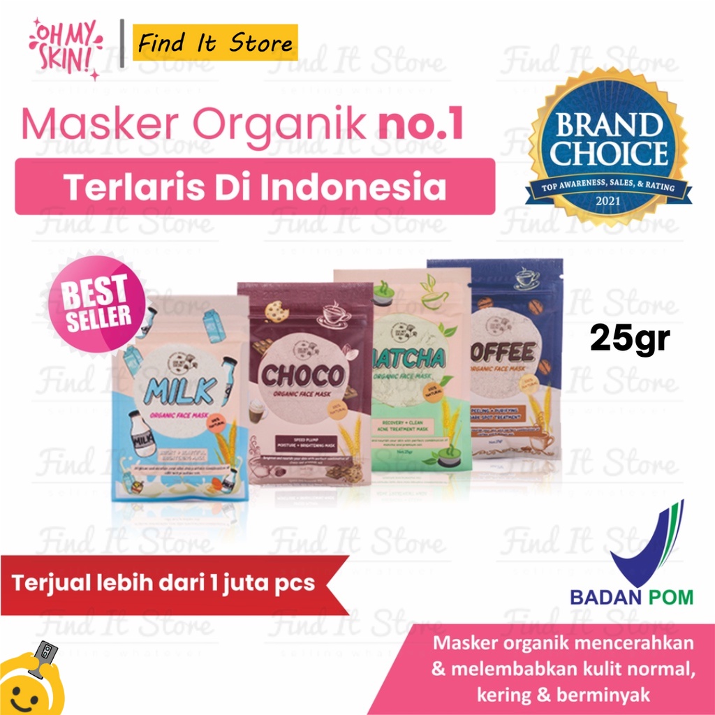 Oh My Skin! Masker Organik 65gr &amp; 25gr | Organic Face Mask | Masker Bubuk Original 100% BPOM