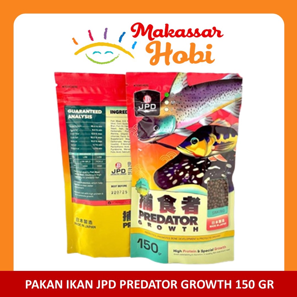 JPD PREDATOR GROWTH 150 gr Pelet Pakan Makanan Ikan Size S M L Sinking