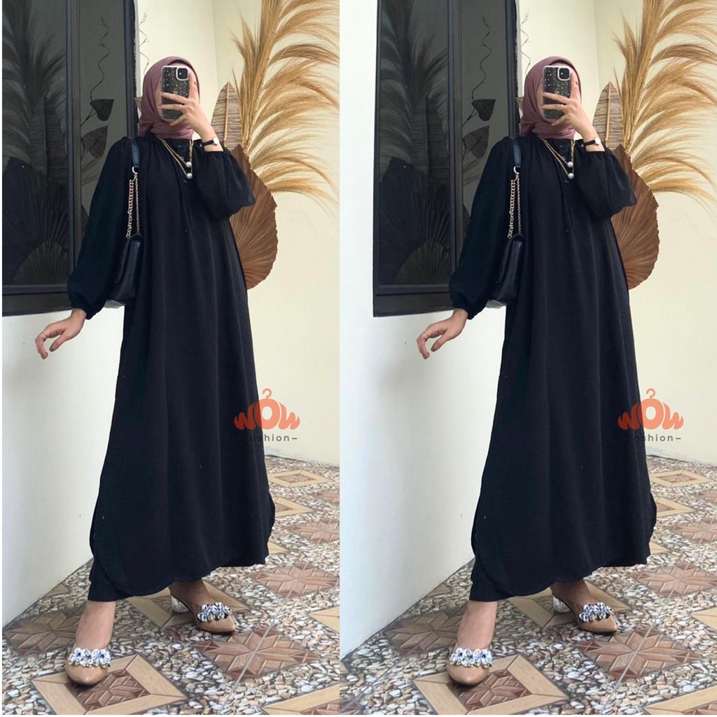 WOW-Merani Midi Dress Crinkle Airflow / Dress Panjang / Midi Dress Jumbo / Pakaian Muslim