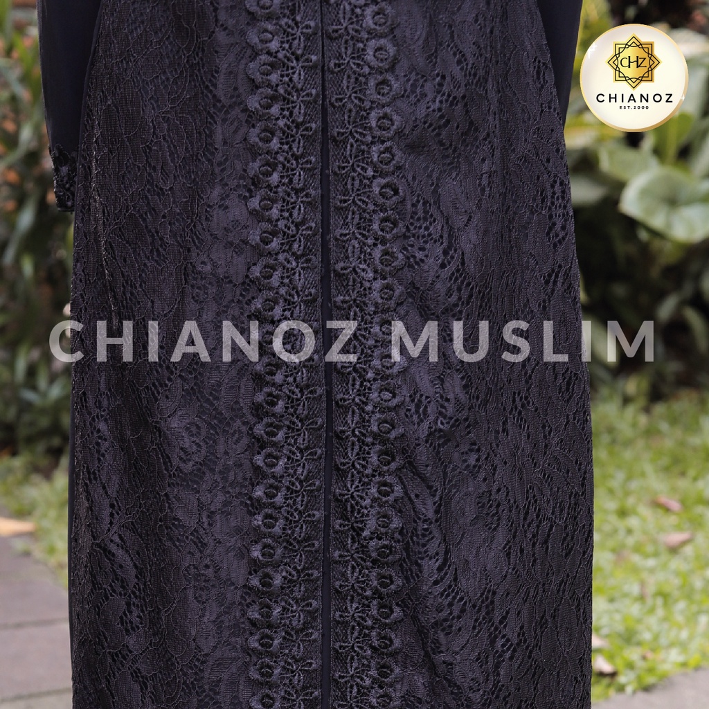 CHIANOZ Gamis Hitam Mewah Nikita Dress Brukat Renda Baju Lebaran Umroh Haji Manasik Pesta Akad 323 317