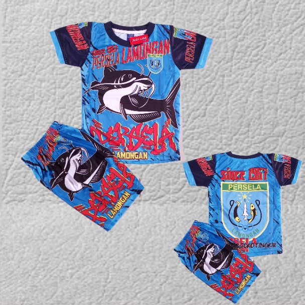 setelan baju bola printing persela lamongan/baju bola anak persela lamongan suporter 5-12 th