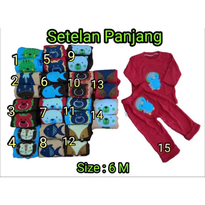 Setelan Panjang Bayi Piyama Anak ukuran 6 bulan