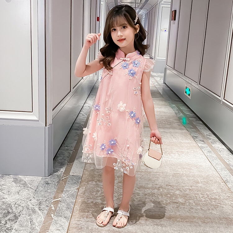 [Brandedbaby] 1T-7T DRESS CASUAL ANAK PEREMPUAN / DRESS CHEONGSAM ANAK MERAH PINK