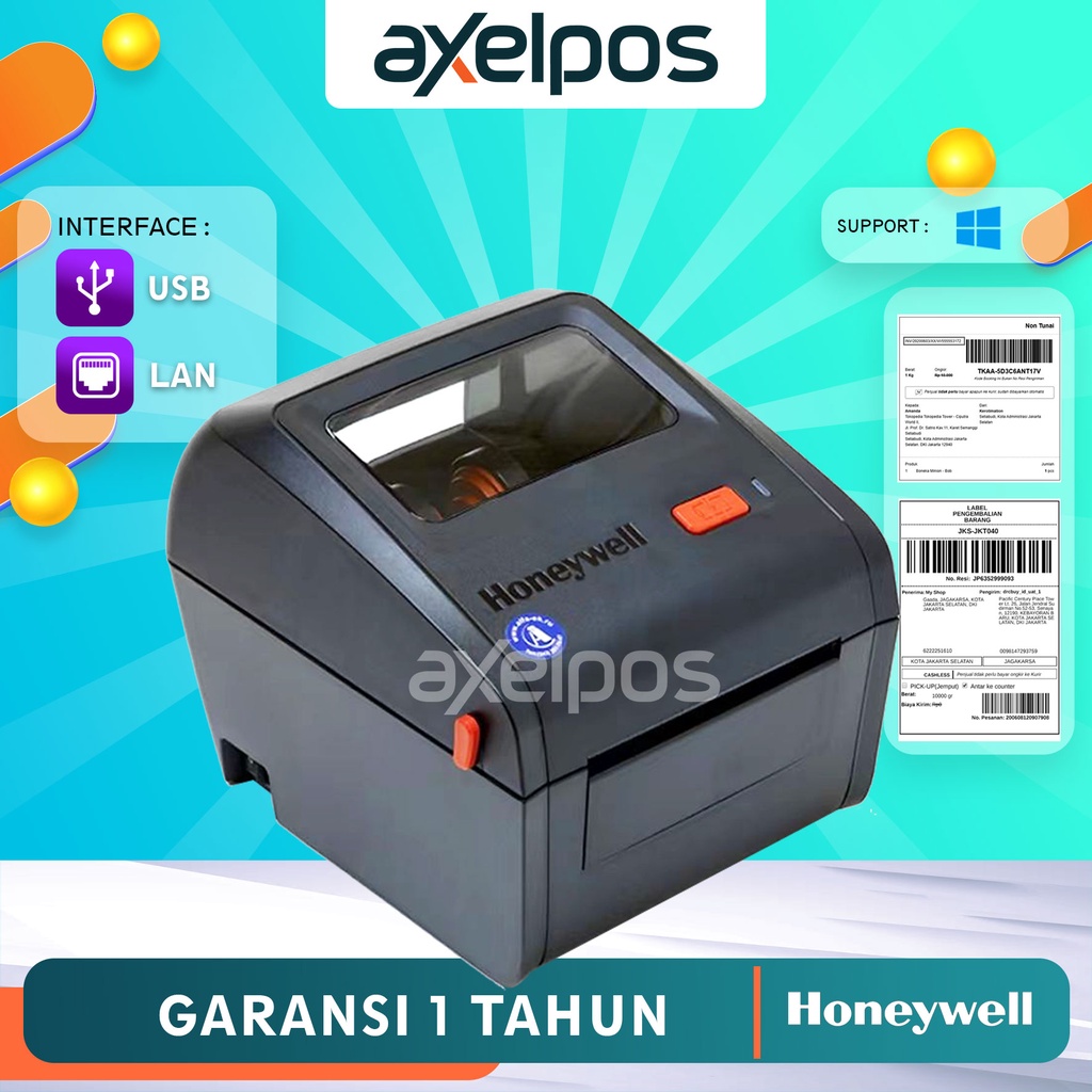 Printer Barcode Thermal Label Stiker A6 Honeywell PC42D Usb - Lan