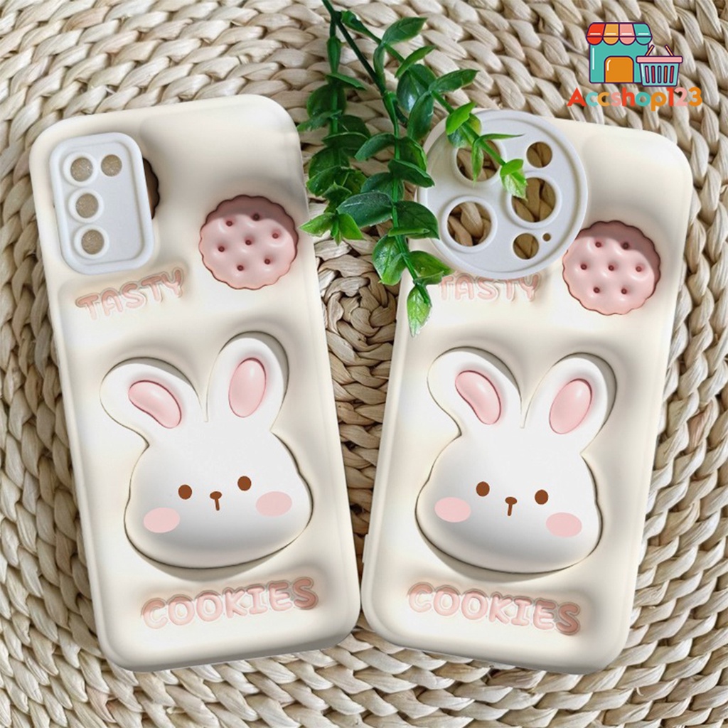 SS149 SOFTCASE SILIKON GAMBAR 3D MOTIF CUTE RABBIT COOKIES UNTUK OPPO A1K A3s A5 A5s A7 A8 A9 A15 A1