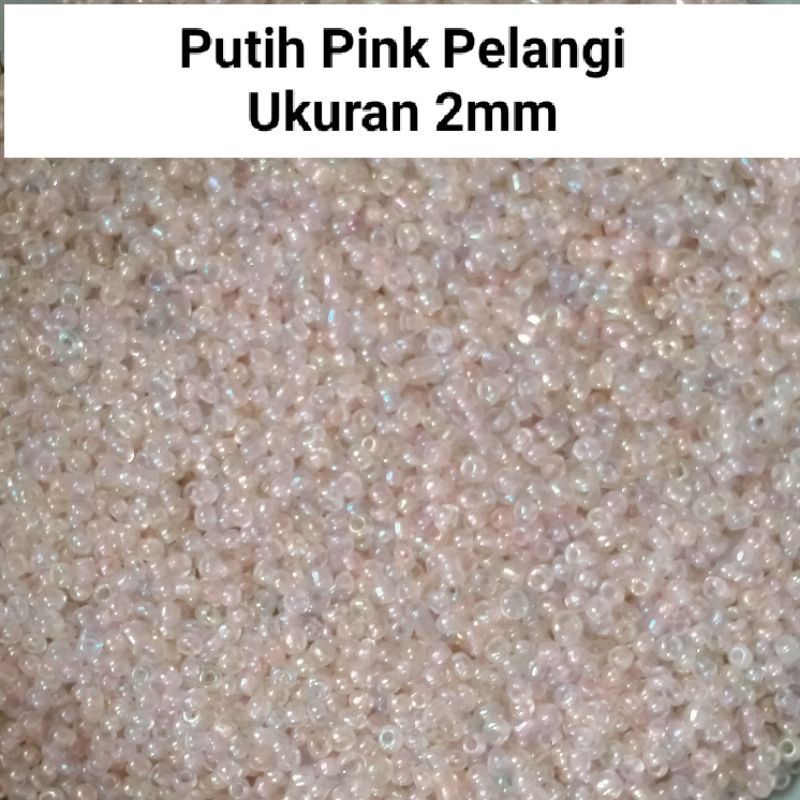 Mote Manik Payet Pasir Putih Pink Pelangi Ukuran 2mm - 10gram