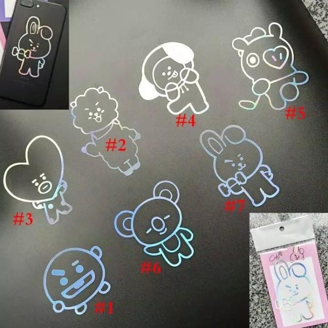 

=====] Sticker BT21 BT 21 BTS Laser Hologram Stiker Hp Buku Label Handphone