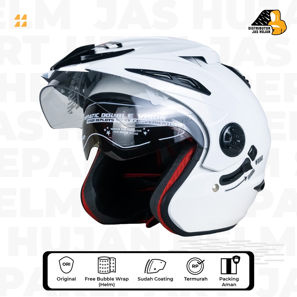 PROMO LEBARAN Helm Dewasa RN Double Visor Solid Original