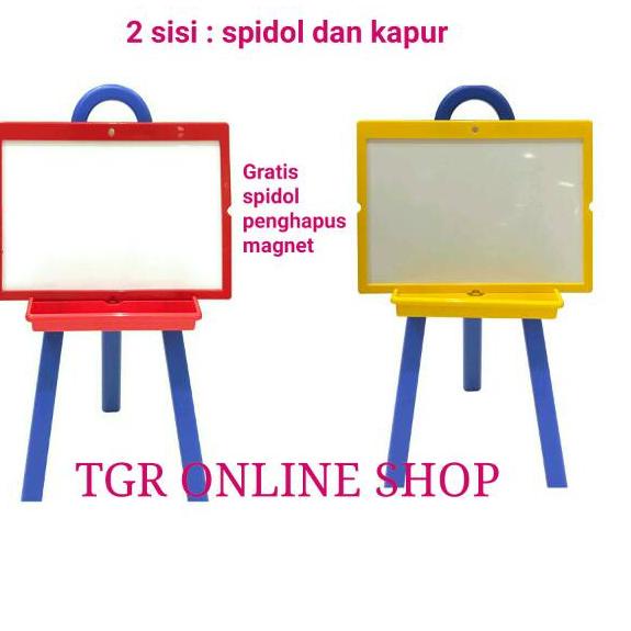 ❅ INFORMA Papan Tulis Berdiri Anak 2 Sisi Free Spidol Kapur Standing Board ♜