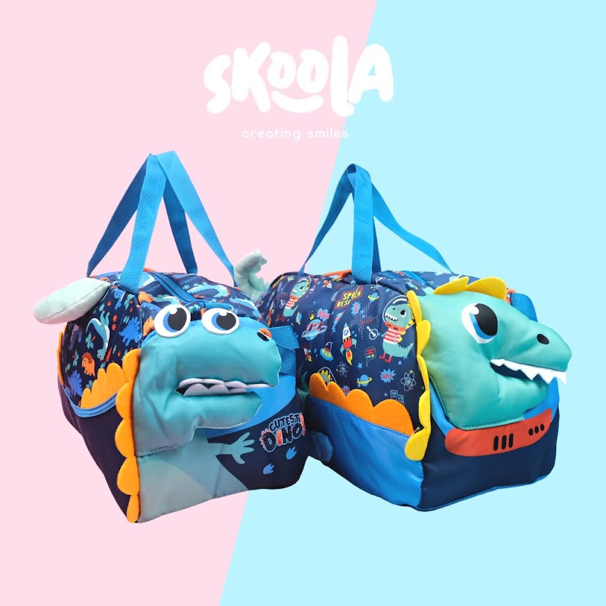 Skoola Tas Travel Pakaian Gym Anak Laki - Laki Astronot Dinosaurus Bola - Duffle