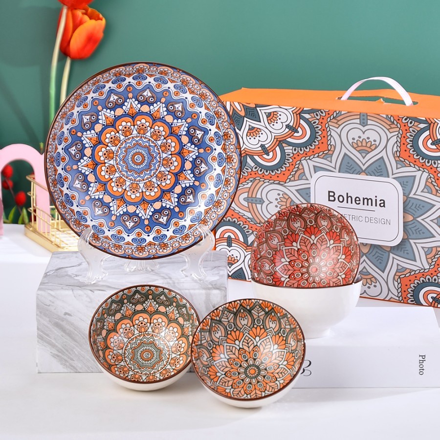 Ceramic Porcelain Set Dish Bowl Tableware - Set Mangkok Piring Keramik