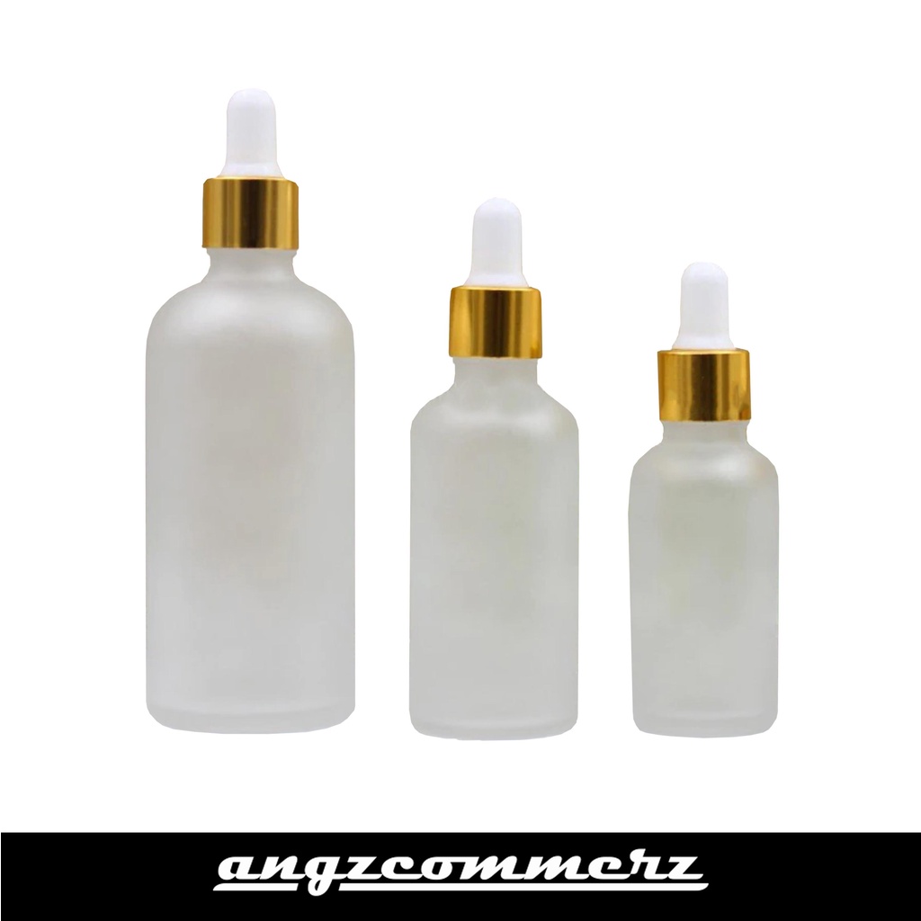 Frosted Bottle With Dropper Pipette With White Gold Cap 100 ml
